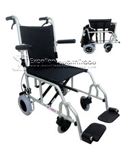 00654: รถเข็นพกพาล้อหนา - พร้อมกระเป๋า (Portable Alloy Wheelchair KIMBER) (WS-01) - สีดำ